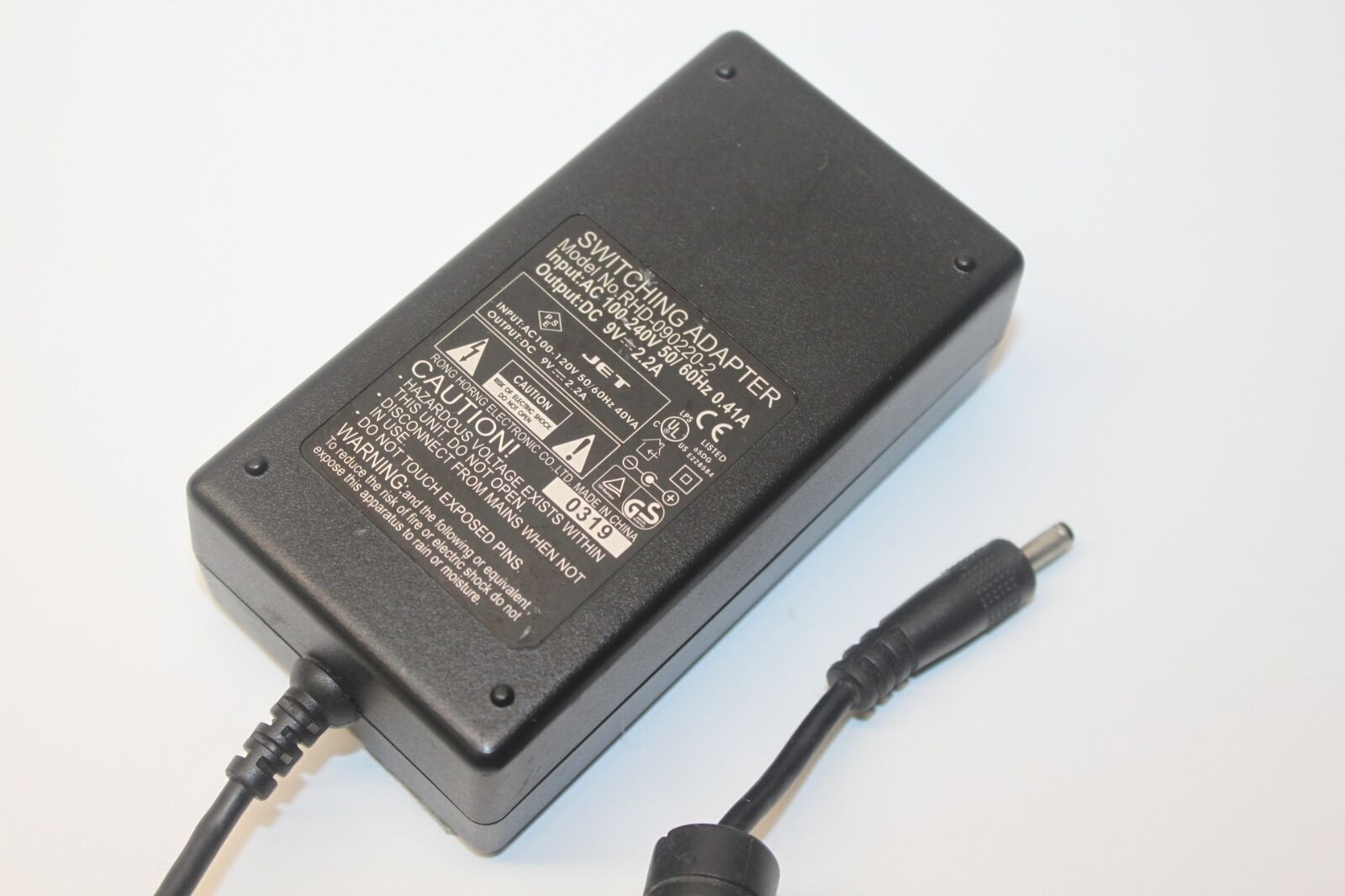 NEW JET RHD-090220-2 Switching Power Supply AC Adapter DC 9V 2.2A - Click Image to Close